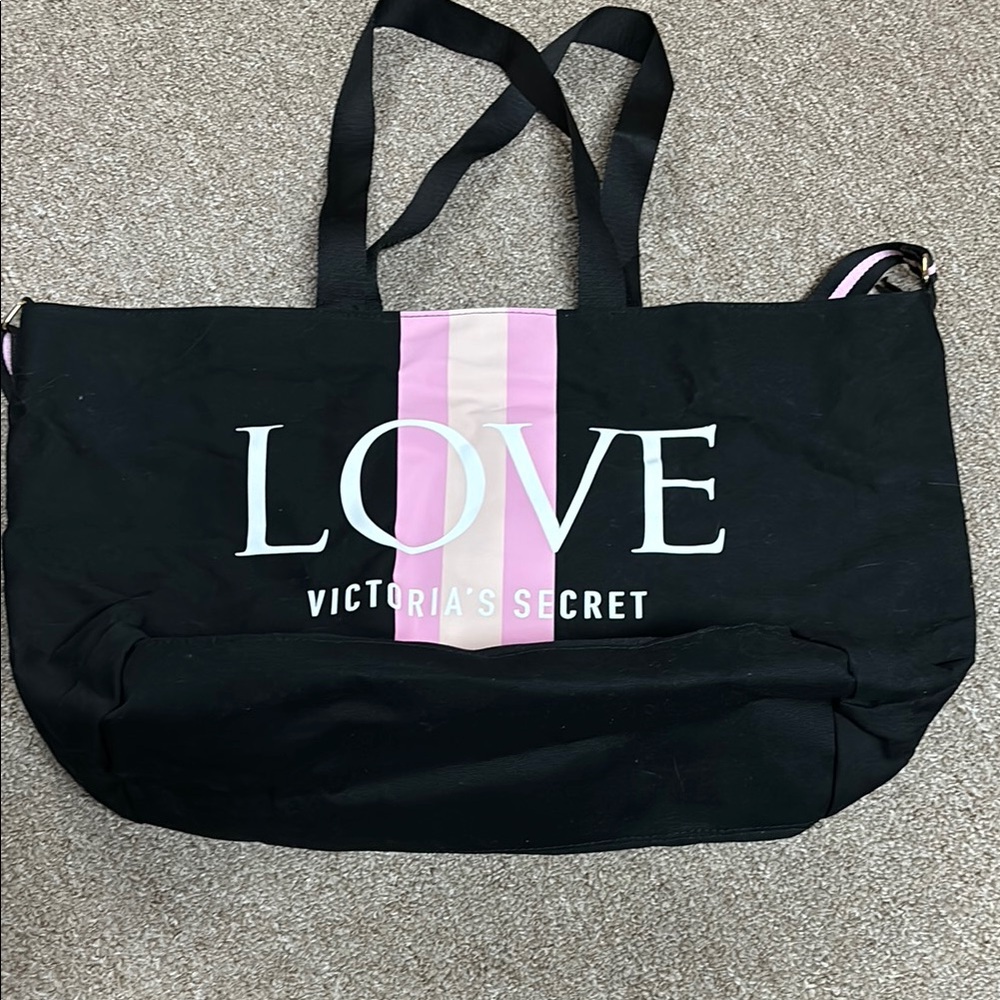 Victoria's Secret Black and Pink Tote Bag